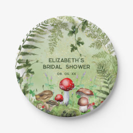Rustikale Waldlandschaft Pilze Pilze Fungi Ferns Pappteller
