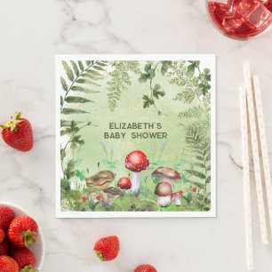 Rustikale Waldlandschaft Pilze Pilze Fungi Ferns Serviette