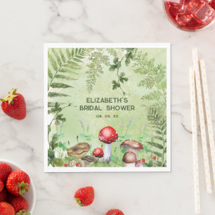 Rustikale Waldlandschaft Pilze Pilze Fungi Ferns Serviette