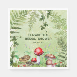 Rustikale Waldlandschaft Pilze Pilze Fungi Ferns Serviette