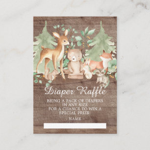 Rustikale Waldtiere Baby Diaper Raffles Begleitkarte