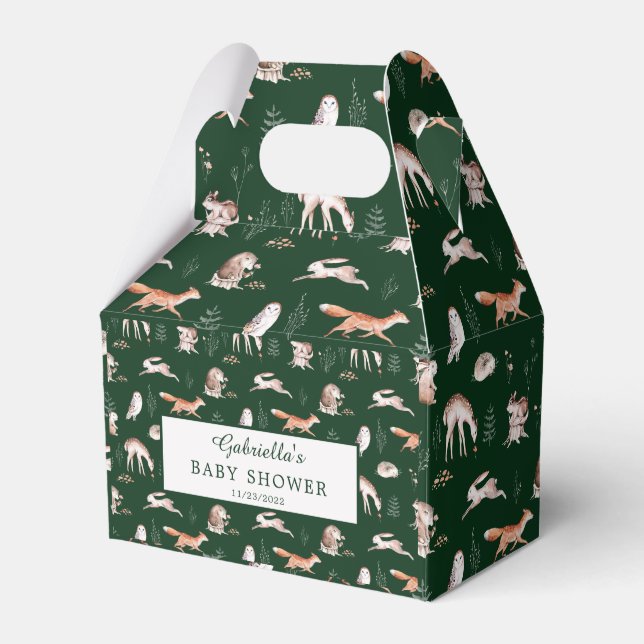 Rustikale Waldtiere Baby Dusche B Geschenkschachtel (Vorderseite)