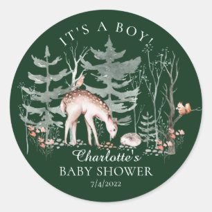 Rustikale Waldtiere Baby Showklasse Runder Aufkleber