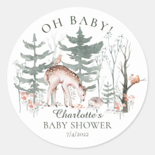 Rustikale Waldtiere Baby Showklasse Runder Aufkleber
