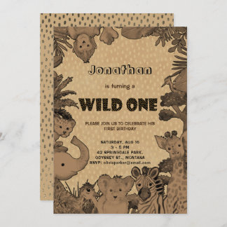 Rustikale Waldtiere, Brown Kraft Einladung