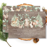 Rustikale Waldtiere Kinderdusche Einladung<br><div class="desc">Adorable rustikale Waldtiere mit Hirsch,  Bär,  Fuchs,  Waschbär,  Hasen und Eichhörnchen umgeben von Bäumen für eine geschlechtsneutrale Babydusche. Unser Design zeichnet sich durch einen koordinierenden Rücken für eine besondere Touch aus.</div>