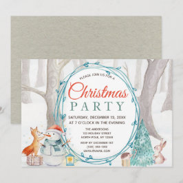 Rustikale Waldtiere Weihnachtsfest Party Einladung
