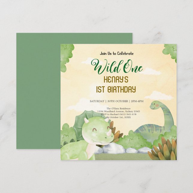 Rustikale Waldtiere Wildtiere einen Geburtstag Einladung (Vorne/Hinten)