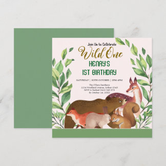 Rustikale Waldtiere Wildtiere einen Geburtstag Einladung