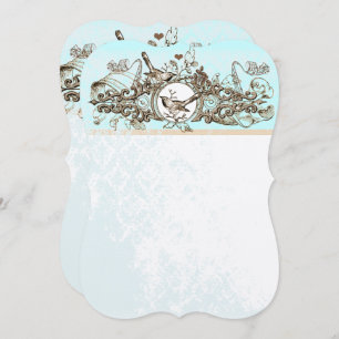 Rustikale Waldvögel Bronze-Scroll Hochzeit Einladung