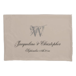 Rustikale, warme Beige Monogram-Namen, neu verheir Kissenbezug