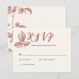 Rustikale warme Rose Whimsical Floral Wedding RSVP Karte