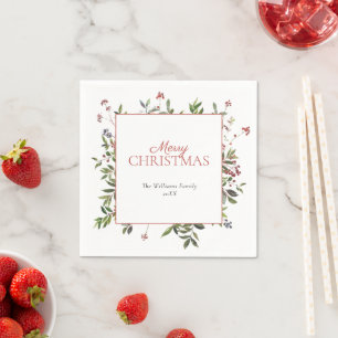 Rustikale warme Winter Berry Frohe Weihnachten Serviette