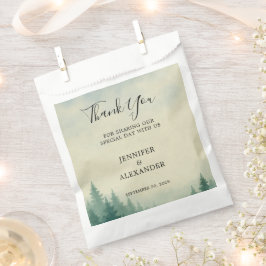 Rustikale Wasserfarbe Bäume Wald Hochzeit Danke Geschenktütchen