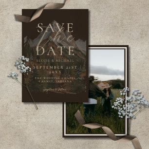 Rustikale Wasserfarbe Berg Foto Hochzeit  Save The Date