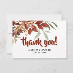 Rustikale Wasserfarbe Bohemische Hochzeit im Herbs Dankeskarte
