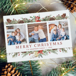 Rustikale Wasserfarbe Botanische Weihnachtszeit 3 Feiertagskarte