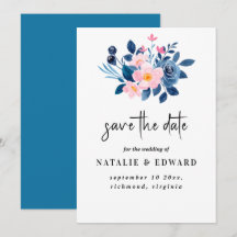 Rustikale Wasserfarbe eines rosa und blauen Blumen