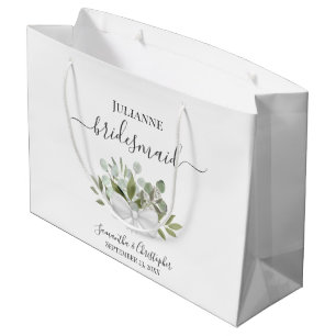 Rustikale Wasserfarbe-Eukalyptus-Brautjungfer Große Geschenktüte