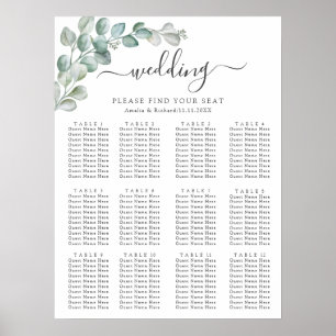 Rustikale Wasserfarbe Eukalyptus-Grünzeug-Hochzeit Poster