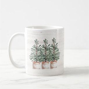 Rustikale Wasserfarbe Evergreen Trees Tasse