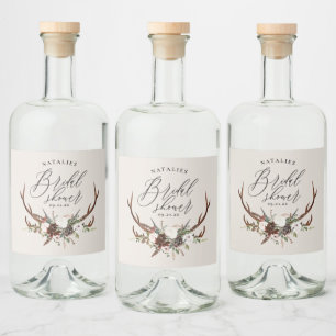 Rustikale Wasserfarbe Floral Botanische Brautparty Alkoholflaschenetikett