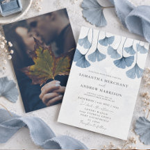 Rustikale Wasserfarbe Ginkgo Dusty Blue Wedding