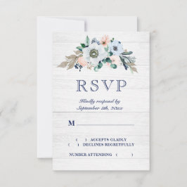 Rustikale Wasserfarbe Hydrangea Wood Wedding RSVP Karte