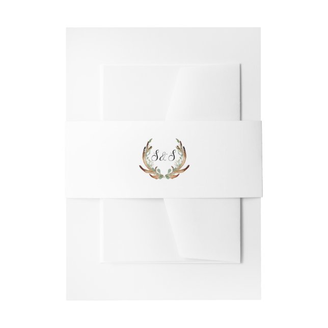 Rustikale Wasserfarbe | Initialen | Hochzeit Einladungsbanderole (Vorderseite Beispiel)