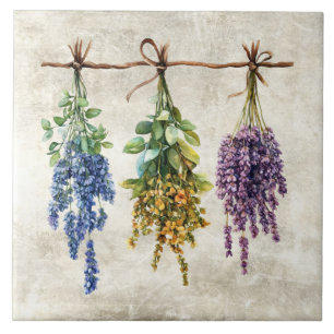 Rustikale Wasserfarbe-Kräuter mit Schnur-Design Fliese