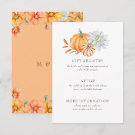 Rustikale Wasserfarbe Orange Pumpkins Hochzeit im Begleitkarte