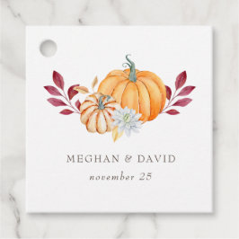 Rustikale Wasserfarbe Orange Pumpkins Hochzeit im Geschenkanhänger