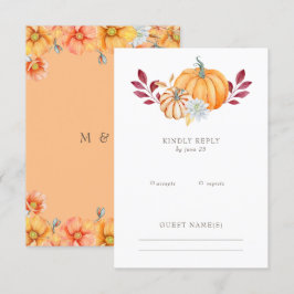 Rustikale Wasserfarbe Orange Pumpkins Hochzeit im RSVP Karte
