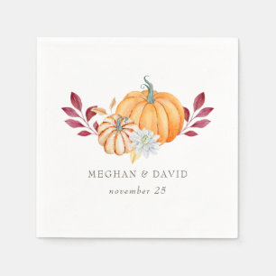 Rustikale Wasserfarbe Orange Pumpkins Hochzeit im  Serviette