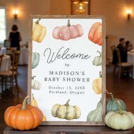 Rustikale Wasserfarbe Pumpkin Baby Dusche Willkomm Poster
