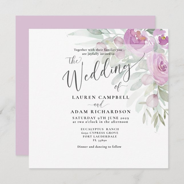 Rustikale Wasserfarbe Rosa Blumenkuchen Hochzeit (Vorne/Hinten)