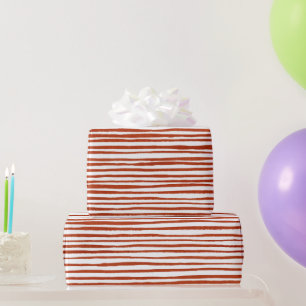 Rustikale Wasserfarbe Rote Streifen Weihnachten  Geschenkpapier