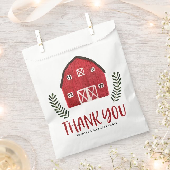 Rustikale Wasserfarbe Rotes Scheunen-Bauernhaus-Ge Geschenktütchen (Ausgeschnitten)