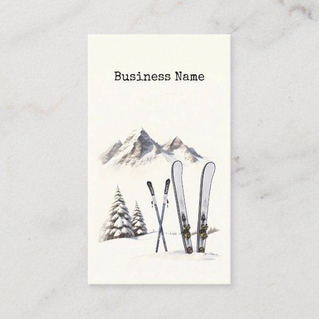 Rustikale Wasserfarbe Schneeberg Winter Visitenkarte (Vorderseite)