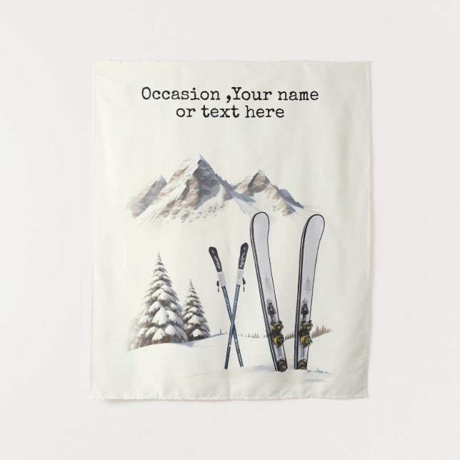 Rustikale Wasserfarbe Schneeberg Winter Wandteppich (Vorderseite)