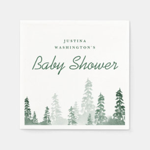 Rustikale Wasserfarbe-Tannen-Baby-Shower-Papiernap Serviette