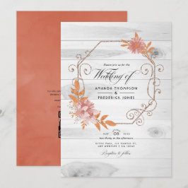 Rustikale Wasserfarbe Terracotta QR UAWG Hochzeit Einladung