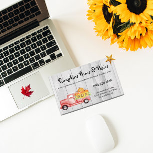 Rustikale Wasserfarbe Vintager LKW & Pumpkins Holz Visitenkarte
