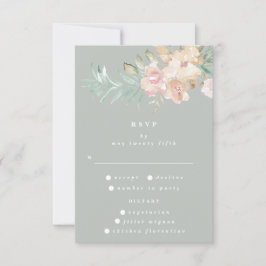 Rustikale Wasserfarben Florals auf Sage Green Wedd RSVP Karte