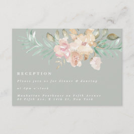 Rustikale Wasserfarben Florals Sage Green Empfang Begleitkarte