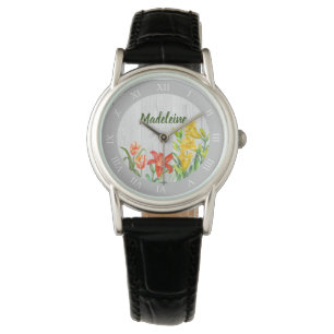 Rustikale Wasserfarben Frühlingsblumen Kunst, Dic Armbanduhr