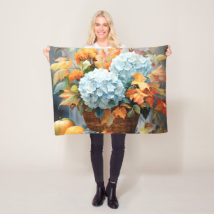 Rustikale Wasserfarben Herbstblumen-Schale Fleecedecke