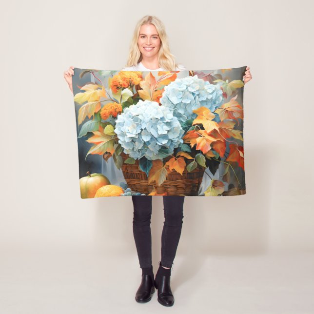 Rustikale Wasserfarben Herbstblumen-Schale Fleecedecke (Beispiel)