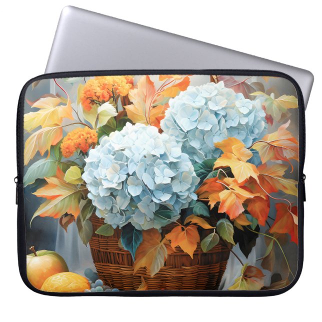 Rustikale Wasserfarben-Herbstblumenkörbchen Laptopschutzhülle (Vorderseite)
