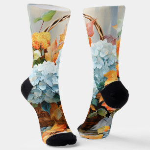 Rustikale Wasserfarben-Herbstblumenkörbchen Socken